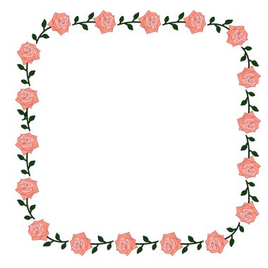 Pembe çiçek desenli çerçeve gülü