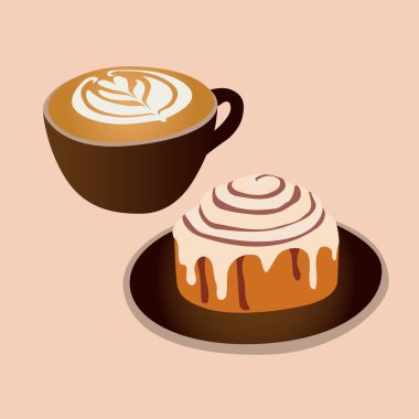 Bir fincan kahve ve tarçınlı çörek.