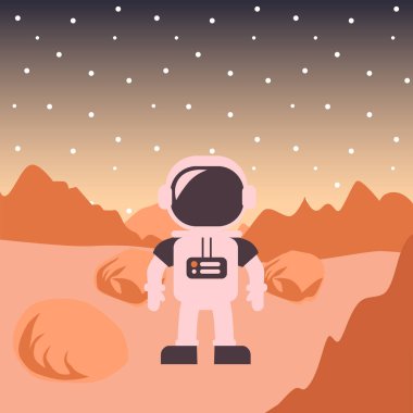 Koyu kırmızı Mars gezegeni uzay manzarası