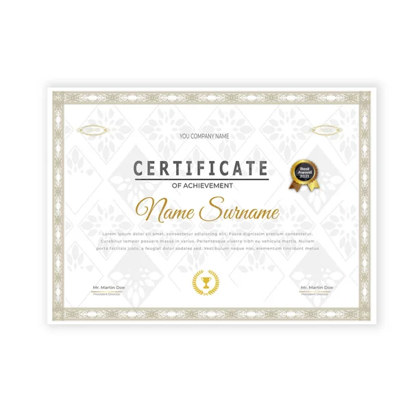 Подробный Шаблон Сертификата Векторного Сертификата Золотой Подробный Сертификат Шаблон Сертификата — стоковый вектор