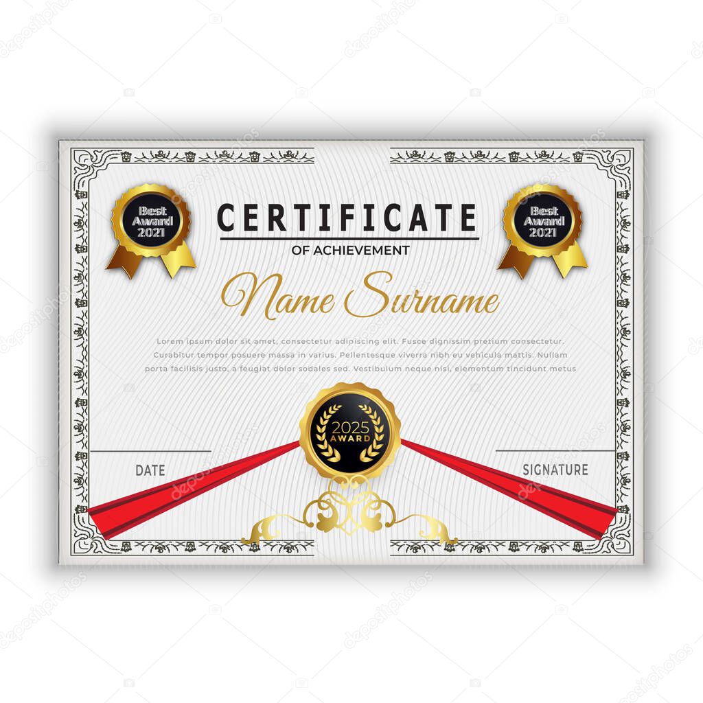 Vector certificate template. Certificate template Detailed cerificate Hand holding a diploma Vintage certificate template 