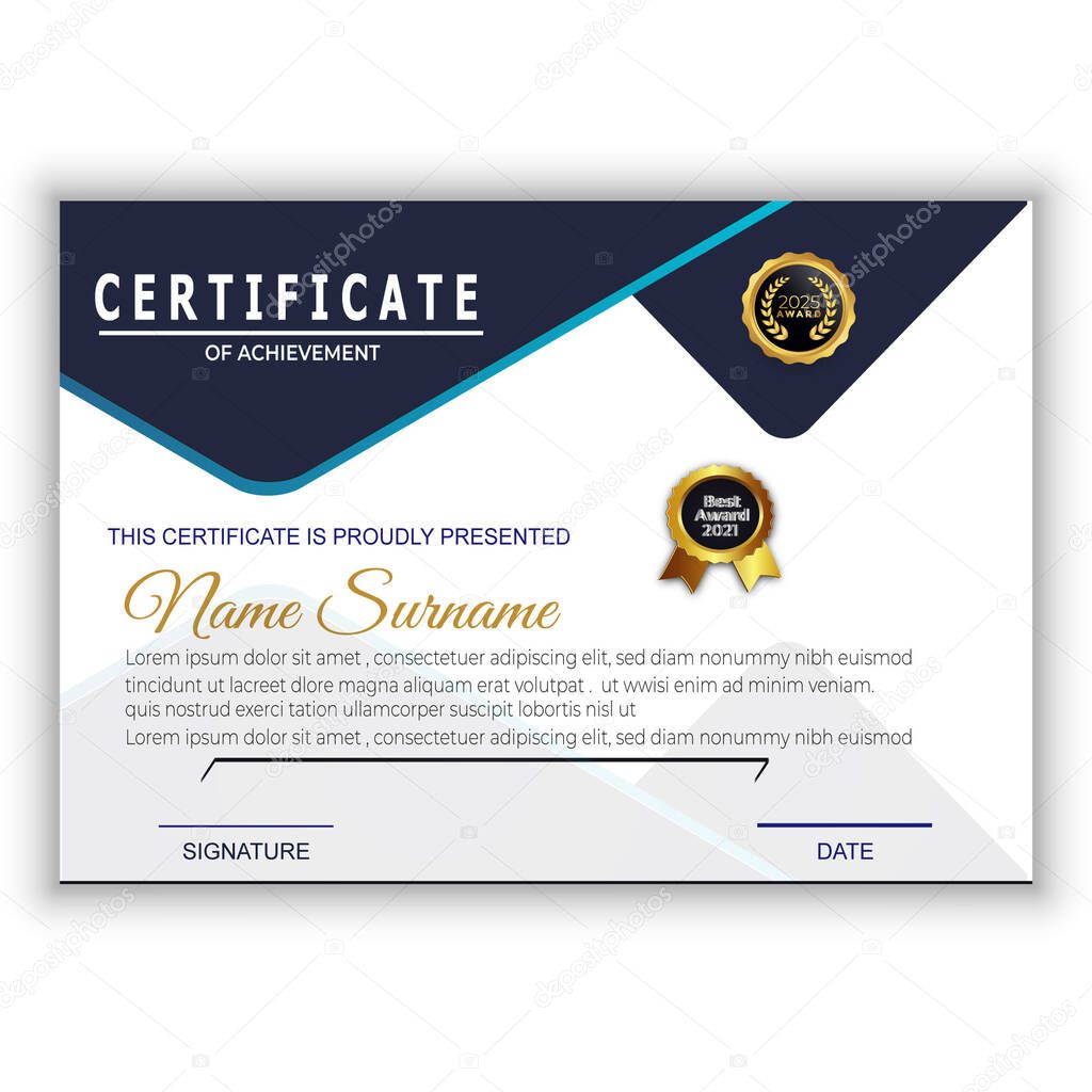 Certificate, Diploma of completion (design template, background) with guilloche pattern (watermark), border, frame. Useful for: Certificate of Achievement, Certificate of education, awards, winner