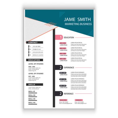 İş görüşmesi için sırada bekleyen çok ırklı insanlar İş Adamı Reading Reume with Tea Cup on Desk Curriculum Vitae Concept Vector Zarif Minimalist Biçim Özgeçmişi - CV Şablonu 