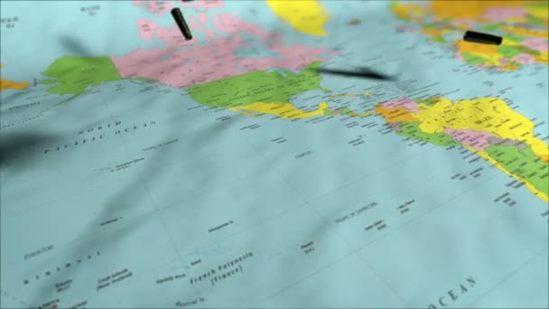 Mermi kovanları siyasi harita üzerinde düşüş — Stok video