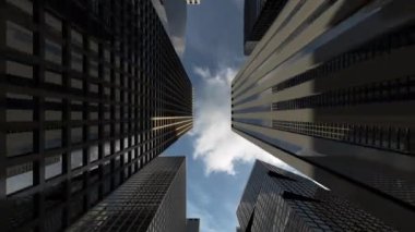 Ofis binaları ve başarılı şirketlerin gökdelenleri olan bir iş bölgesi.