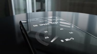 Akıllı telefonda çalışan 5g hücresel teknoloji ve hız testi mobil uygulaması