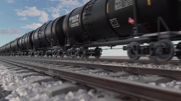 Tren del petróleo de la cisterna con el petróleo crudo que se mueve rápidamente en ferrocarril — Vídeos de Stock