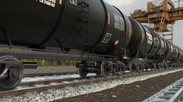 Refinaria indústria petrolífera transporte ferroviário de mercadorias transporte ferroviário bruto — Vídeo de Stock