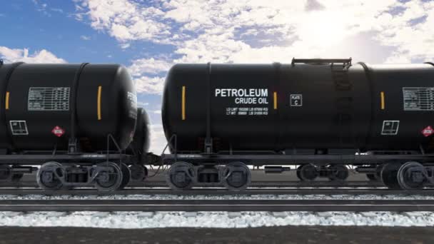 Raffinerie train citerne de l'industrie pétrolière sur la gare de fret avec réservoir de pétrole — Video