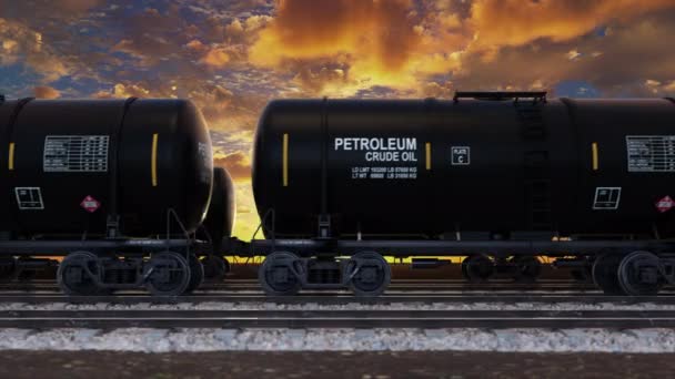 Treno cisterna trasporto di petrolio su rotaia con combustibile di petrolio — Video Stock