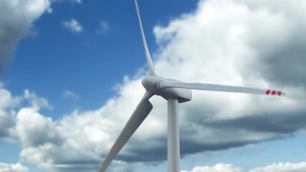 Wind turbine generator produceren alternatieve energie tegen skyline timelapse — Stockvideo