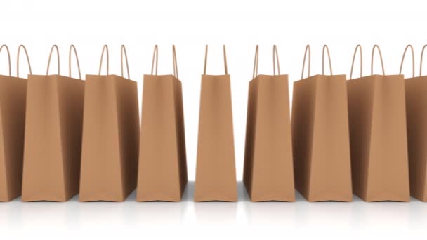 Maloobchod papír nákupní taška v internetovém obchodě izolované na bílém pozadí — Stock video