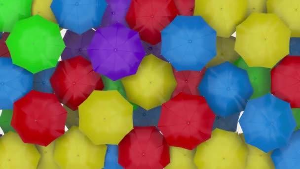 Parasol wielokolorowe tło z wieloma kolorowymi parasolami 3d renderowania — Wideo stockowe