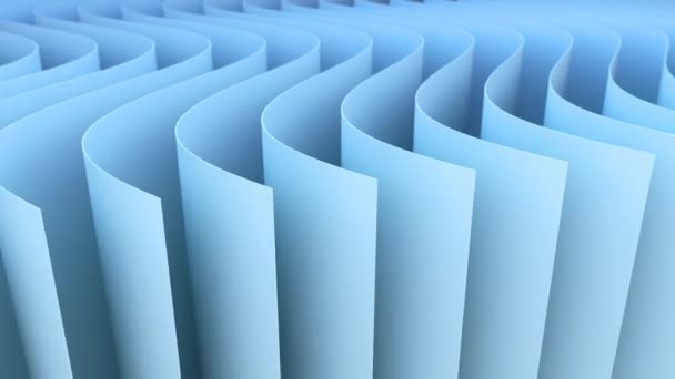 Animated background with light blue color 3d stripes moving along curve close-up — Stock Video