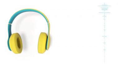Müzik ritmiyle dans eden müzik kulaklıkları beyaz arka planda izole edilmiş.