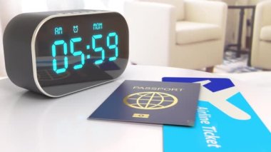 Otel odasındaki pencereye karşı dijital alarmı kapat. Güneş ışığını kazan.