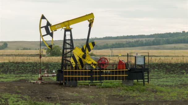 Pompa olejowa wydobycia ropy z podziemne — Wideo stockowe