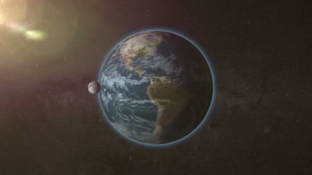 Die Rotation des Mondes in seiner Erdumlaufbahn, Zeitraffer der Schleifenanimation — Stockvideo