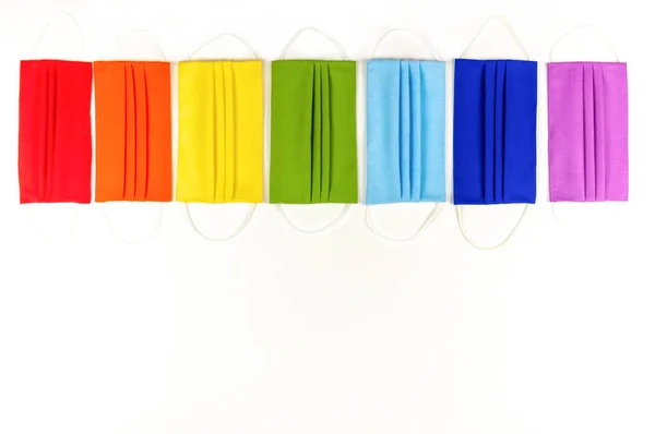 Rainbow Medical Masks Seven Multi Colored Masks — Stock Photo, Image