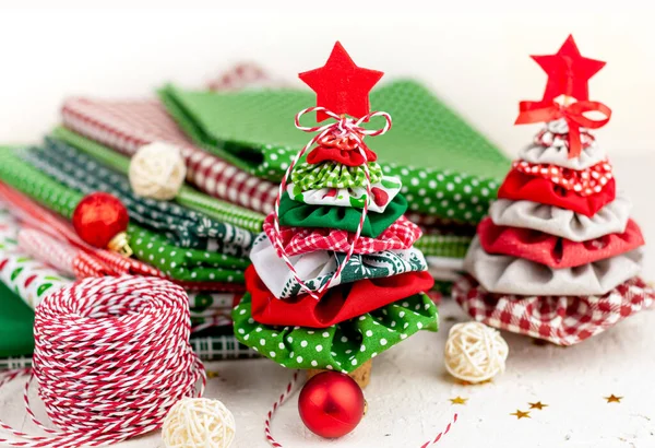 Albero Natale Tessuto Multicolore Natale Capodanno — Foto Stock