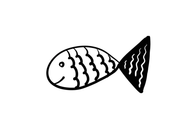 Black White Image Fish White Background Style Doodles — Stock Photo, Image