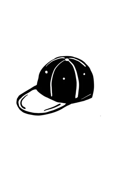 Ασπρόμαυρη Εικόνα Καπέλου Λευκό Φόντο Στυλ Doodle — Φωτογραφία Αρχείου