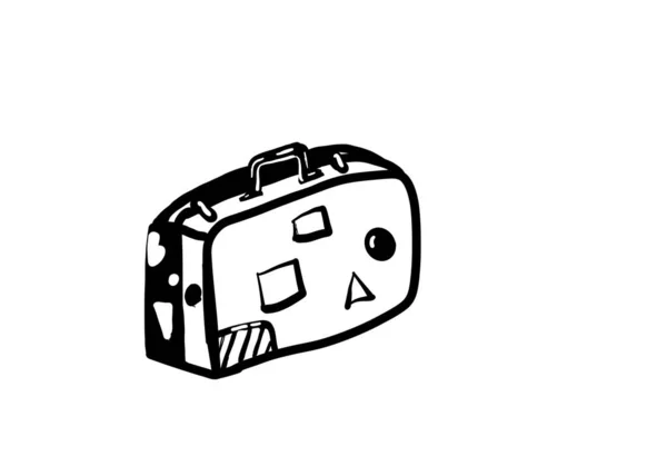 Black White Image Suitcase White Background Doodle Style — Stock Photo, Image