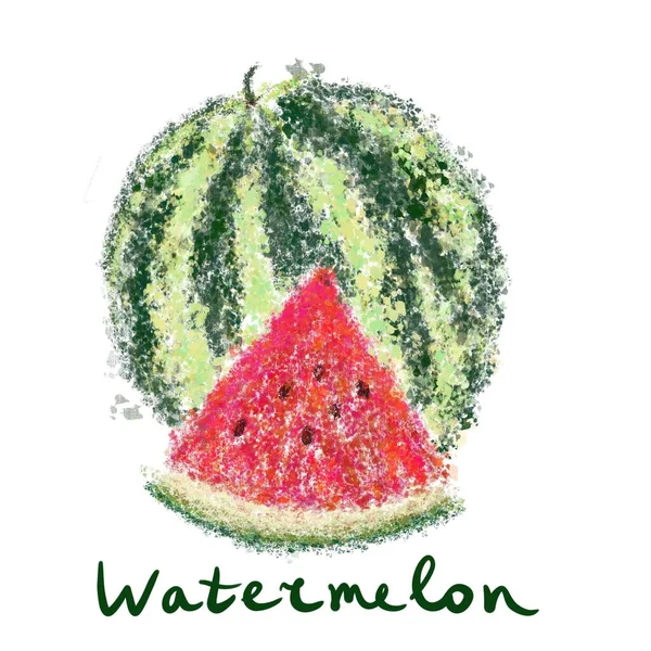 Abstract Beeld Van Een Watermeloen Een Witte Achtergrond — Stockfoto