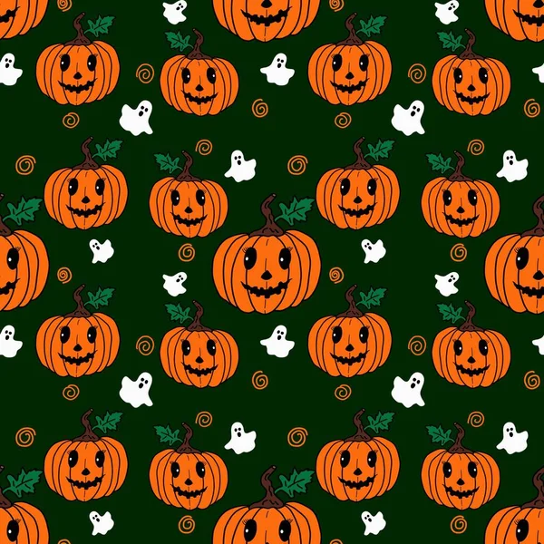 Rolig Pumpa Mörk Bakgrund Halloween Konceptet Sömlöst Mönster Design För — Stockfoto