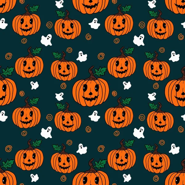 Rolig Pumpa Mörk Bakgrund Halloween Konceptet Sömlöst Mönster Design För — Stockfoto