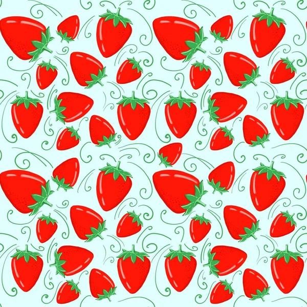 Une Image Dessinée Main Une Fraise Motif Nature Sans Couture — Photo