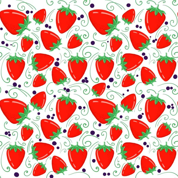 Hand Drawn Image Strawberry Seamless Nature Pattern Food Theme Ready — Stock Photo, Image