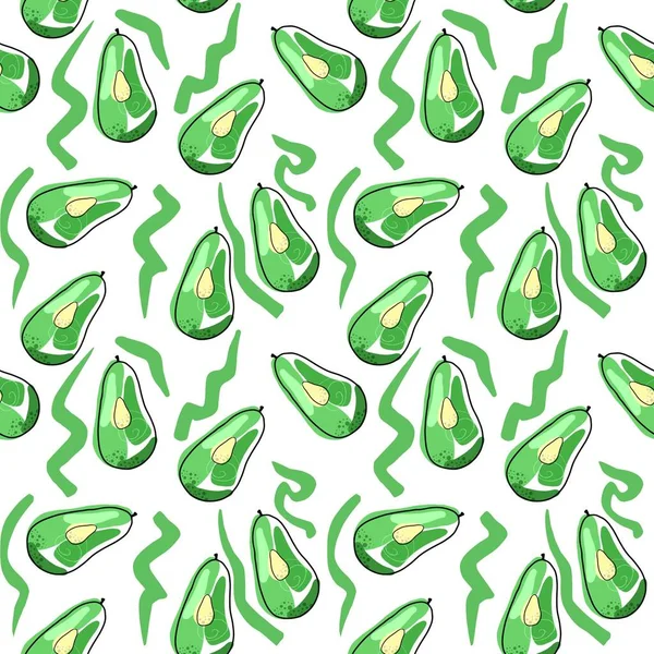 Kusursuz avokado deseni. Kumaş, giysi ve diğer eşyalar için elle çizilmiş illüstrasyon.
