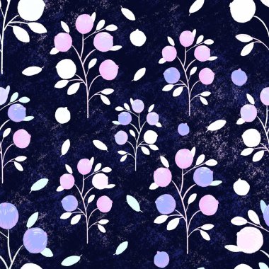 Yapraklı böğürtlen. Kusursuz desen, kumaş, kağıt ve diğer nesneler için tasarım. Eğri çizgili el çizimi illüstrasyon, dijital illüstrasyon.