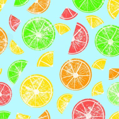 Limon dilimlerinin kusursuz deseni. Karalama tarzında kıvrımlı çizgileri olan el çizimleri. Giysi, kumaş ve diğer eşyalar için tasarımı hazırlayın..