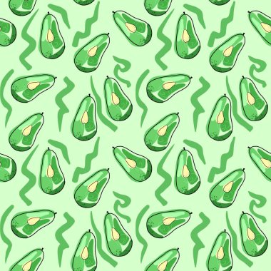 Kusursuz avokado deseni. Kumaş, giysi ve diğer eşyalar için elle çizilmiş illüstrasyon.