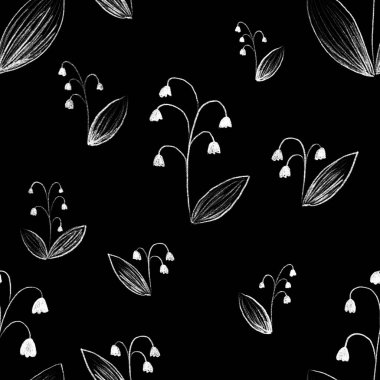 Doğa temalı, siyah beyaz, doğrusal, pürüzsüz desen. Çiçekler karalama tarzında çizilmiş. Kumaş kağıdı, giysi ve diğer eşyalar için tasarımı hazırla.