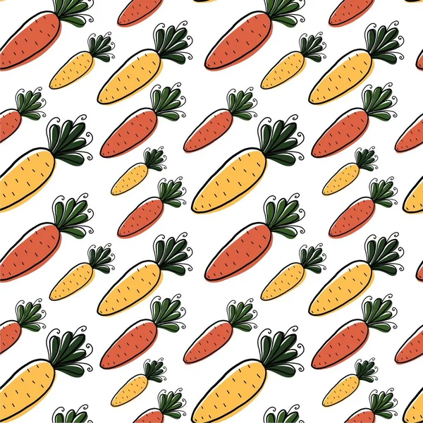 Patrón Sin Costuras Zanahorias Sobre Fondo Blanco Ilustración Dibujada Mano — Foto de Stock
