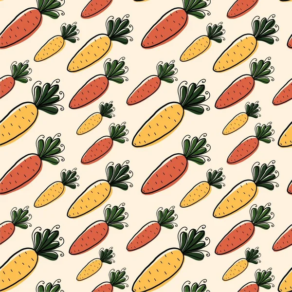 Seamless Pattern Carrots White Background Hand Drawn Illustration Curved Lines — Stock Photo, Image