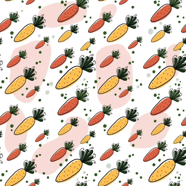 Seamless Pattern Carrots White Background Hand Drawn Illustration Curved Lines — Stock Photo, Image