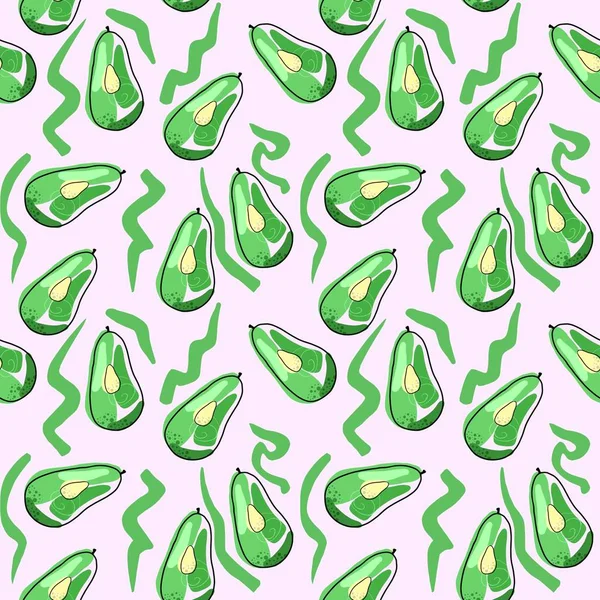 Kusursuz avokado deseni. Kumaş, giysi ve diğer eşyalar için elle çizilmiş illüstrasyon.