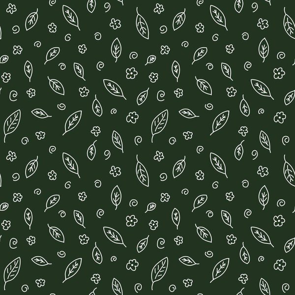 Seamless pattern on a plant theme. The illustration is drawn in the doodle style. Design for clothing, dresses, fabrics and other items.