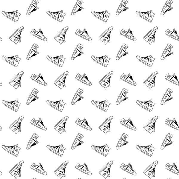 Безшовний Лінійний Візерунок Кросівками Ілюстрація Стилі Doodle Дизайн Одягу Футболок — стокове фото