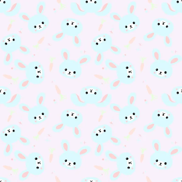 Nahtloses Muster Mit Niedlichen Hasen Karotten Und Anderen Elementen Design — Stockfoto