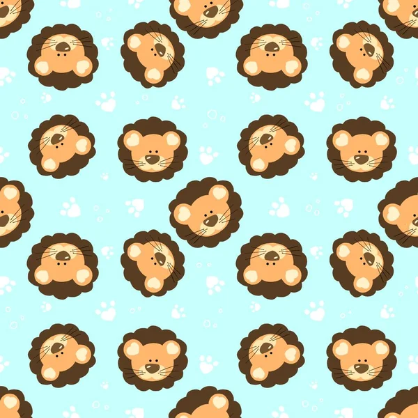 Seamless Pattern Cute Lion Cub Design Clothing Fabric Other Items — Stock Photo, Image