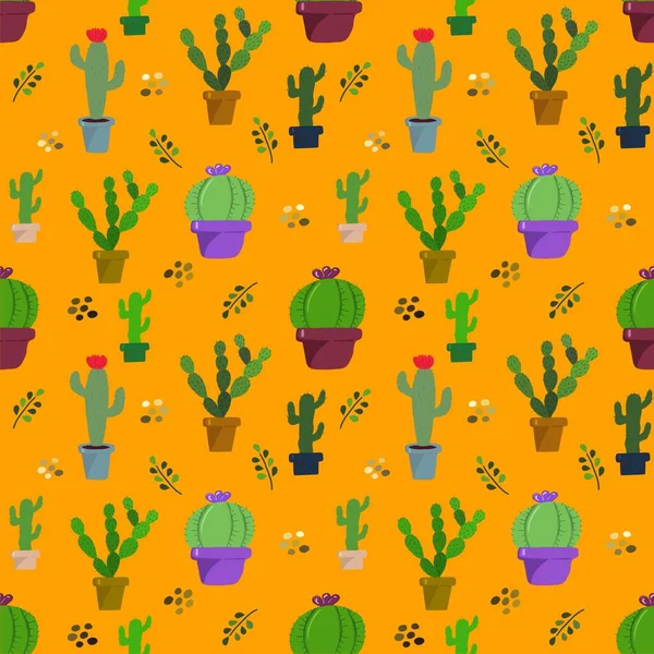 Seamless pattern with cactus . The illustration is drawn with live lines by hand in the doodle style. Design for clothing fabric and other items.
