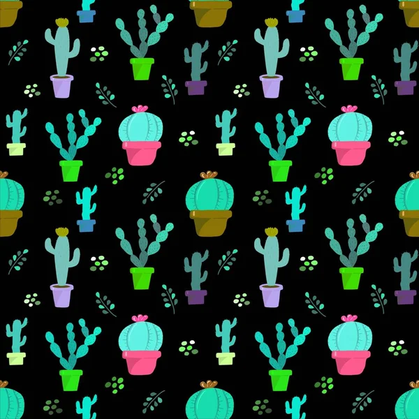 Seamless pattern with cactus . The illustration is drawn with live lines by hand in the doodle style. Design for clothing fabric and other items.