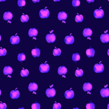 Renkli elmalarla kusursuz desen. Elle çizilmiş illüstrasyon. Kumaşlar ve diğer eşyalar için bir şablon.