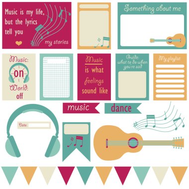 Scrapbooking için vektör kart dizisini. 