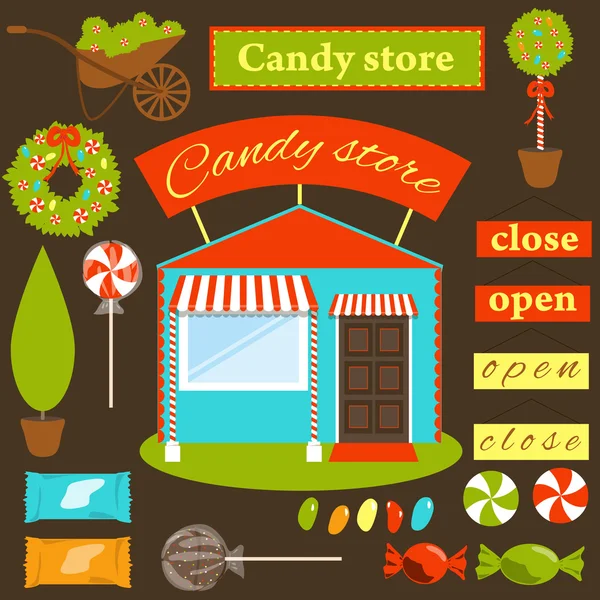 设置为创建一个糖果店. — 图库矢量图片